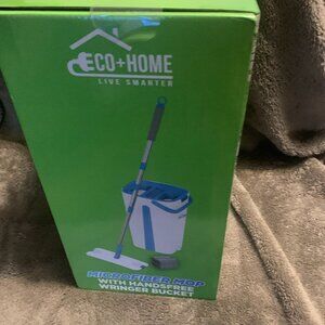 Mop and Bucket with Wringer Set, Hands Free Flat Floor Mop and Bucket, 4 PADS